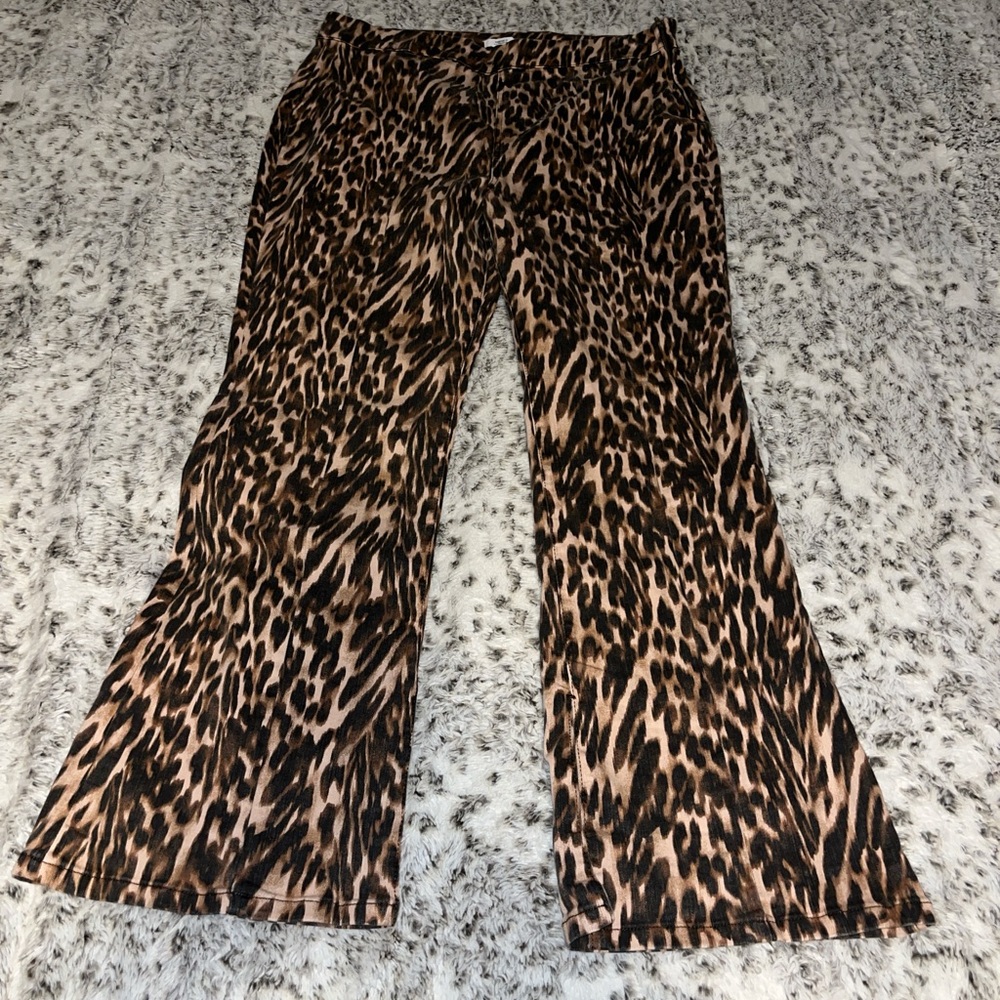 Forever 21 Brown and Black Leopard Print Wide Leg Jeans